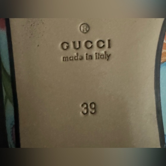 Gucci xSkilled Worker Flora Painted Princetown Slipper 39 Cloudy Blue Multicolor - Picture 9 of 9